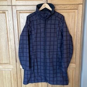 Vuarnet Long Plaid Funnel Neck Fall Coat